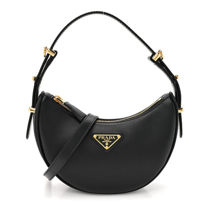 Soft Calfskin Mini Arque Shoulder Bag Black