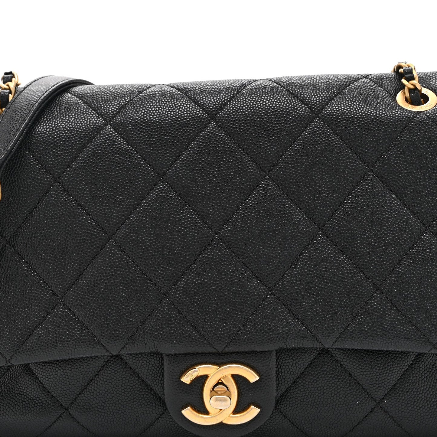 Caviar Quilted Medium Chain Flap  Black