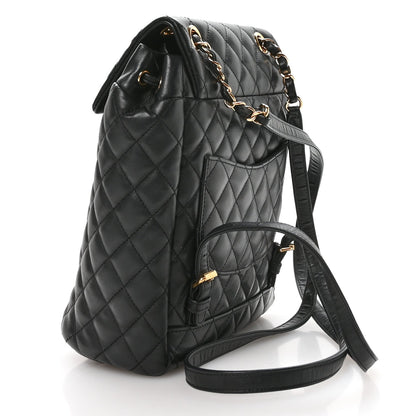 Lambskin Quilted Small Urban Spirit Backpack Black