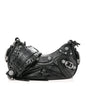 Extra Supple Calfskin Crystal Crocodile Embossed Le Cagole Shoulder Bag XS Black