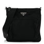 Tessuto Nylon Saffiano Flat Messenger Bag Black