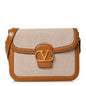 Smooth Calfskin Canvas 9to5 Shoulder Bag Natural Golden