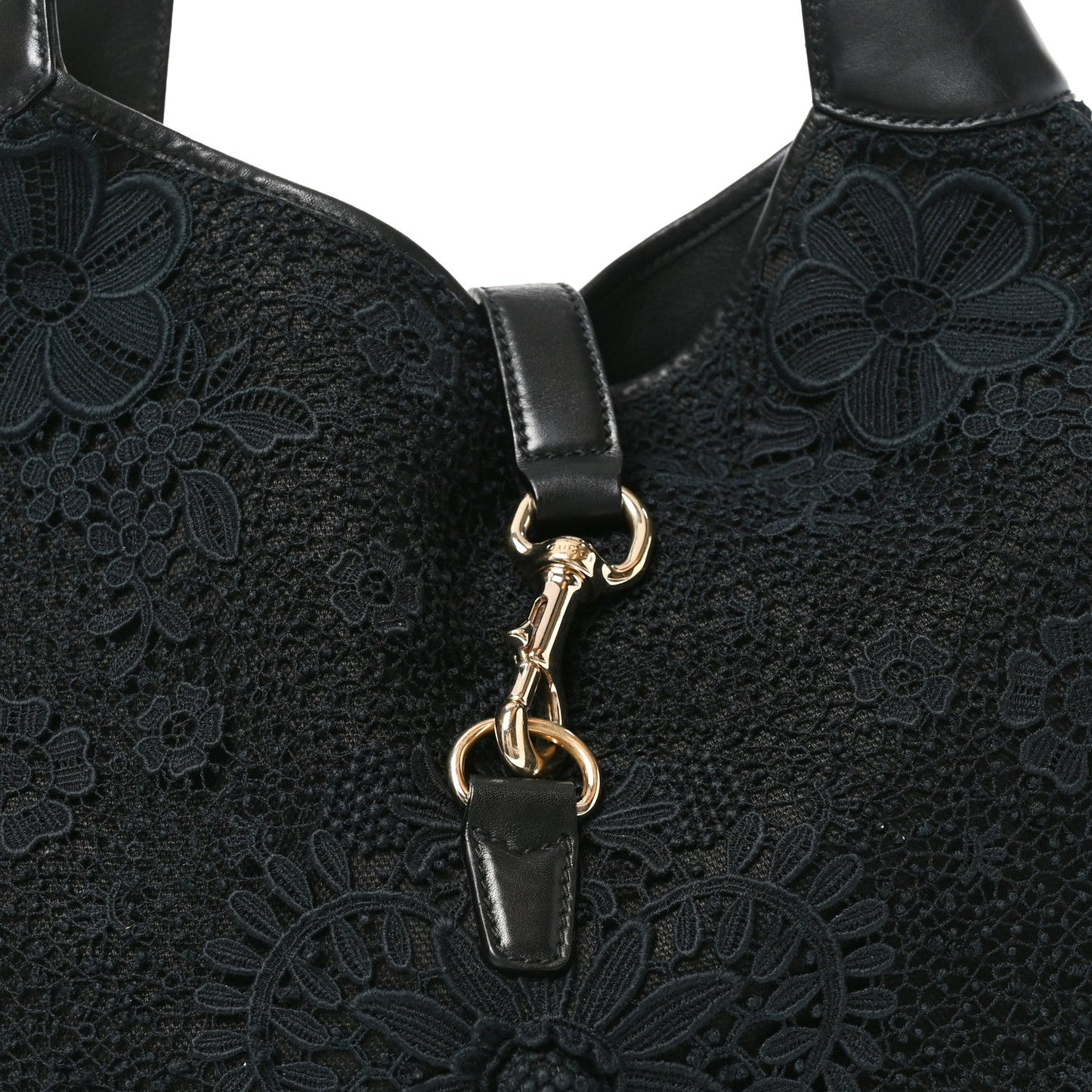 Calfsking Lace Large Jackie O Bouvier Hobo Black