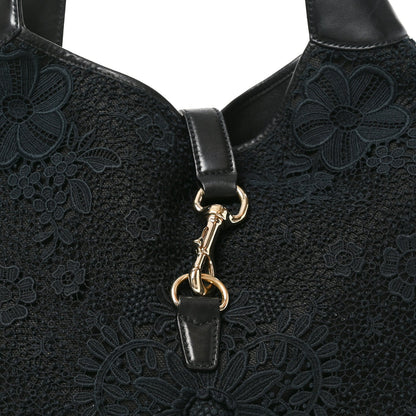 Calfsking Lace Large Jackie O Bouvier Hobo Black