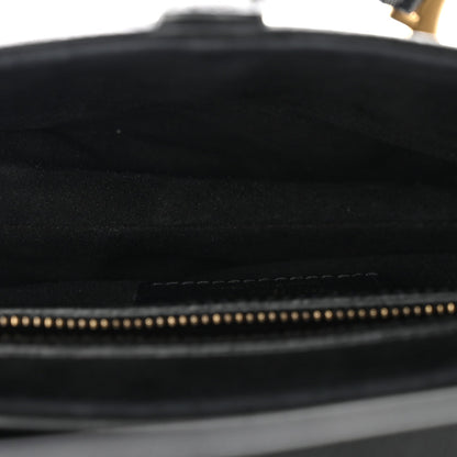 Grained Calfskin Saddle Bag Black