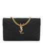 Grain De Poudre Matelasse Chevron Monogram Chain Wallet Black