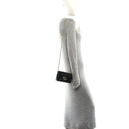 Lambskin Matelasse Mini GG Marmont Shoulder Bag Black