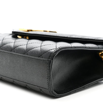 Grain De Poudre Textured Mixed Matelasse Triquilt Medium Monogram Satchel Black