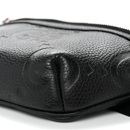 Piuma Calfskin Jumbo GG Embossed Small Belt Bag Black