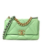 Goatskin Quilted Medium Chanel 19 Flap Light Green