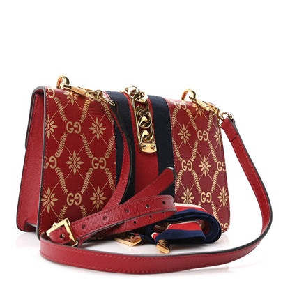 Textured Calfskin Printed Small Sylvie Shoulder Bag Red