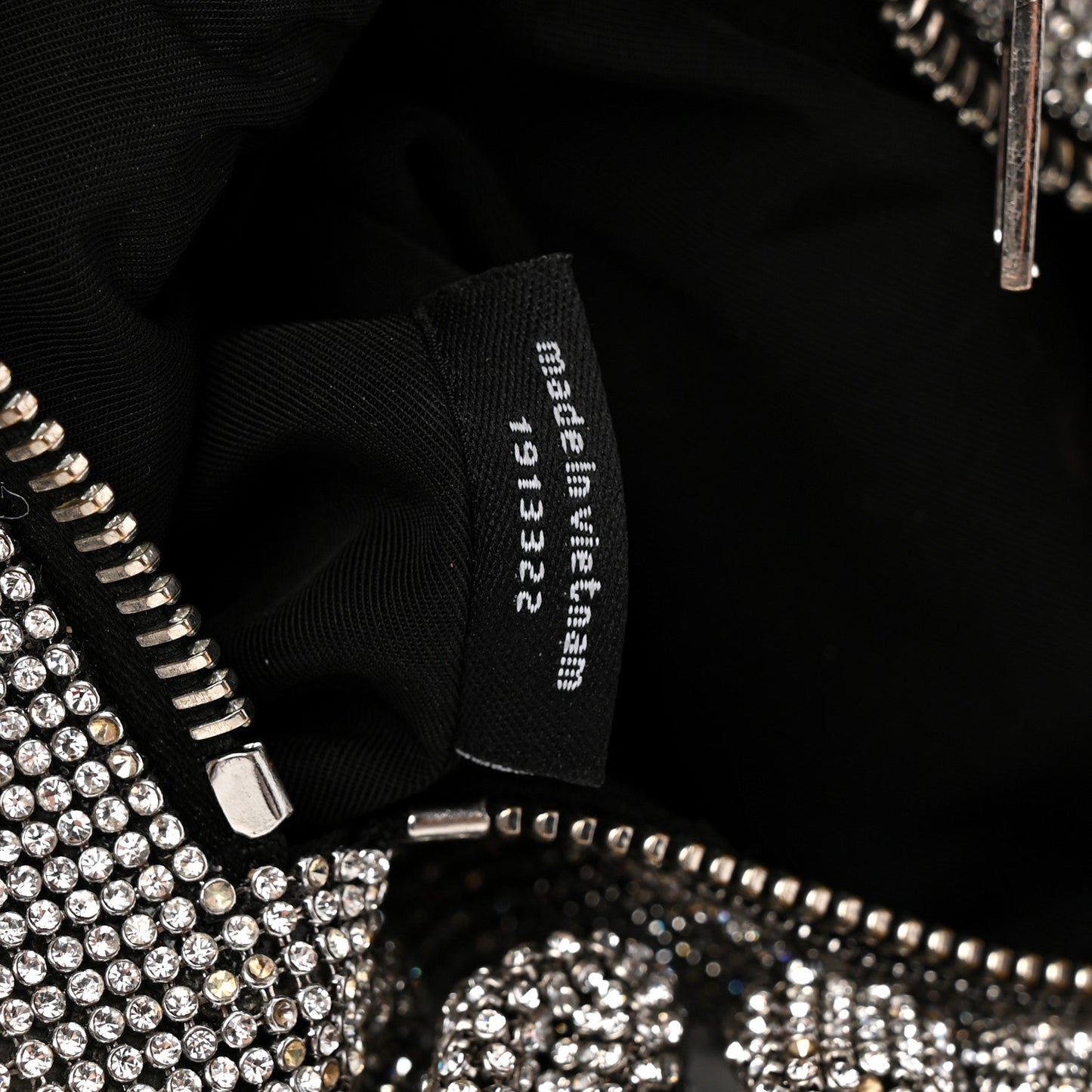 Mesh Crystal Rhinestone Mini Scrunchie Clutch Black Silver