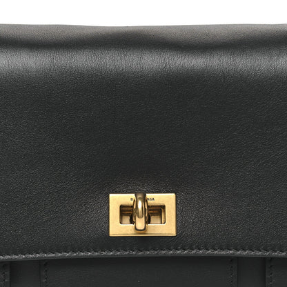 Smooth Calfskin Small Bel Air Clutch On Strap Black