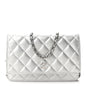 Metallic Lambskin Quilted Wallet On Chain WOC Silver