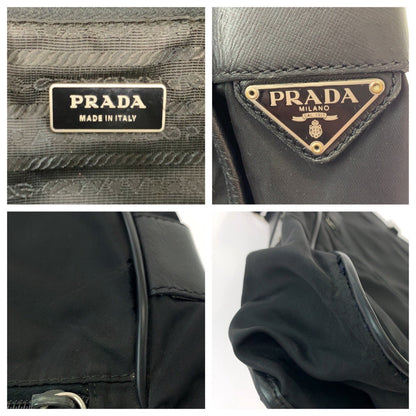 Prada Tessuto Triangle Logo Plate Nylon Shoulder Bag V158