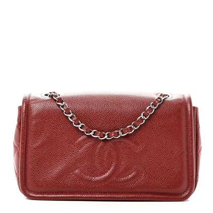 Caviar Medium Timeless CC Flap Dark Red