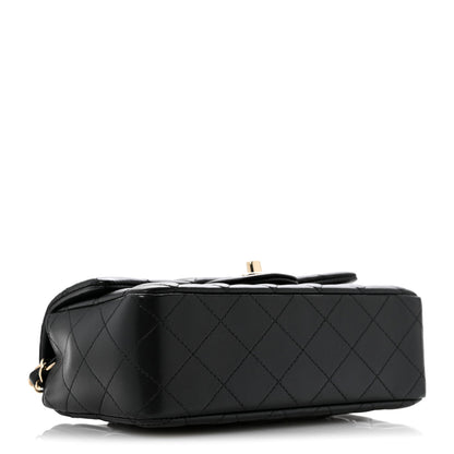 Lambskin Quilted Mini Rectangular Flap Black