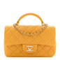 Lambskin Quilted Mini Top Handle Rectangular Flap Yellow