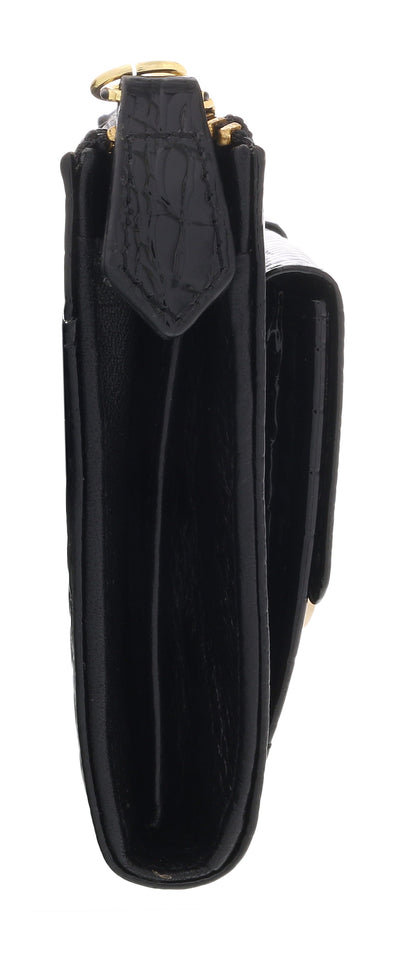 J&C J11-012 NERO Black Zippered  Large Wallet