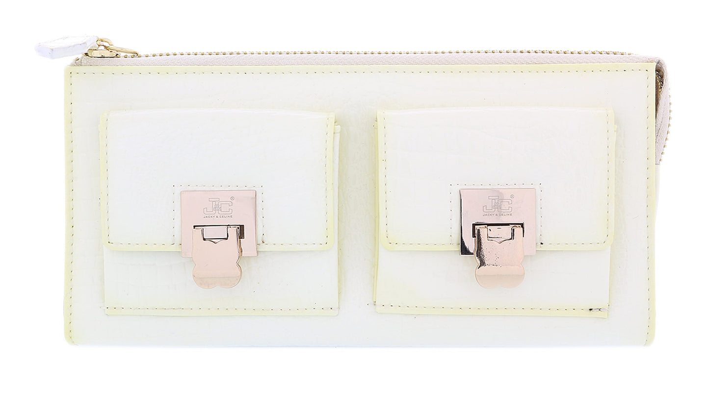 J&C J11-012 AVARIO Ivory Zippered  Large Wallet