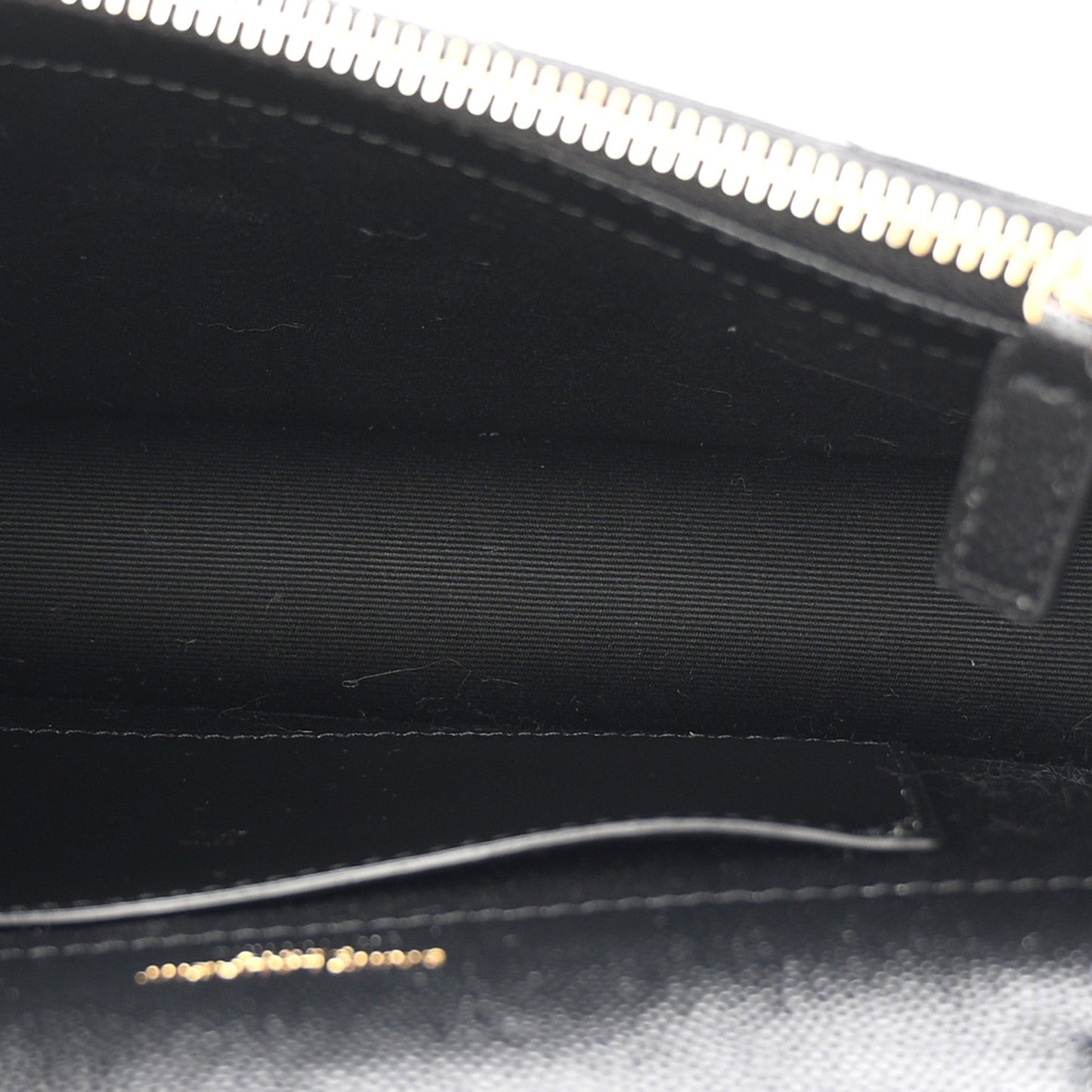Grain De Poudre Matelasse Chevron Monogram Envelope Chain Wallet Black