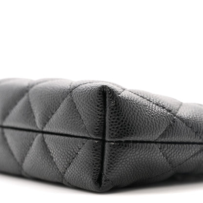 Caviar Quilted Classic Clutch Tote With Chain Black