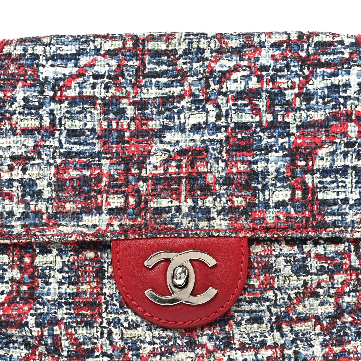 Tweed Lambskin Flap Blue Red