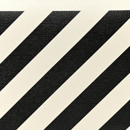Saffiano Striped Mini Diag Binder Clip Bag White
