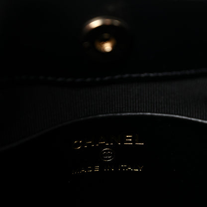Shiny Crumpled Calfskin Quilted Nano 31 Shopping Bag Black