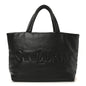 Lambskin Wide Puffer Tote Black