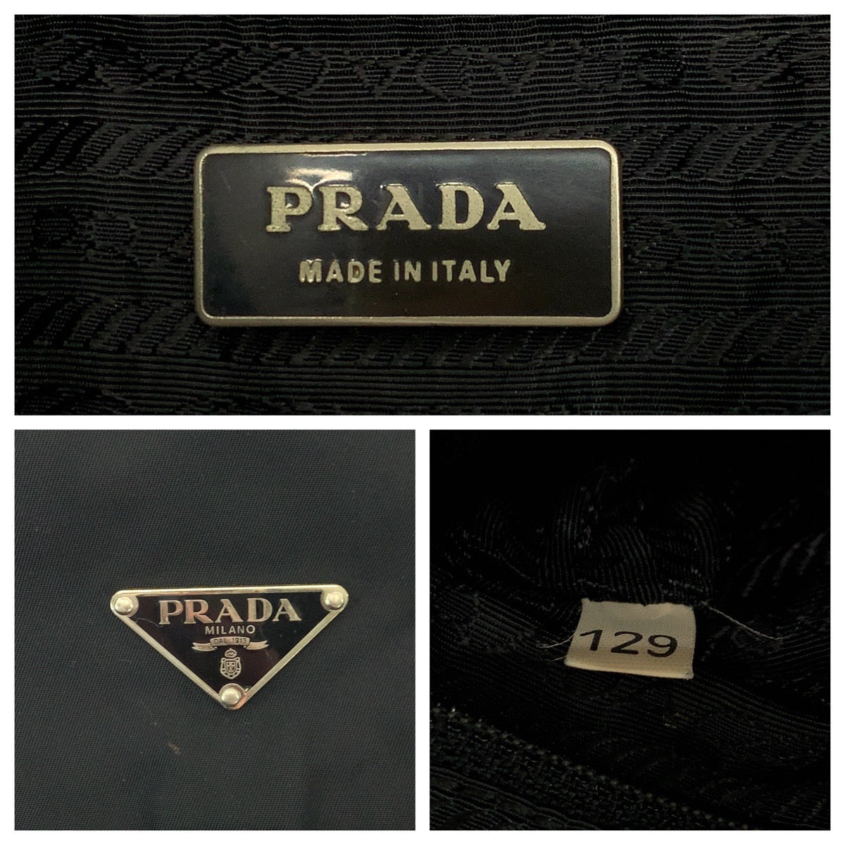 Prada Tessuto Triangle Logo Plate Nylon Shoulder Bag
