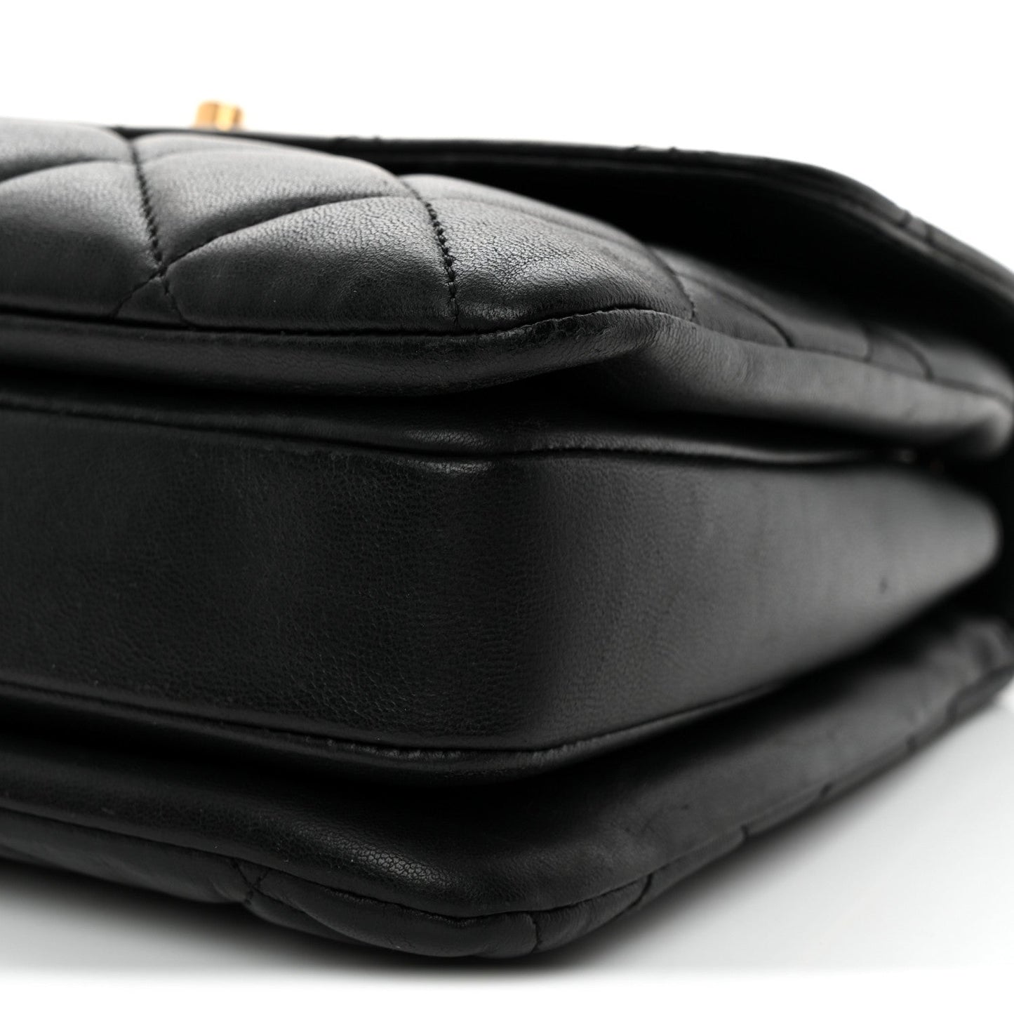 Lambskin Quilted Small Trendy CC Dual Handle Flap Bag Black