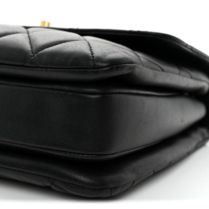 Lambskin Quilted Small Trendy CC Dual Handle Flap Bag Black