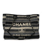 Striped Canvas Small Deauville Tote Dark Grey