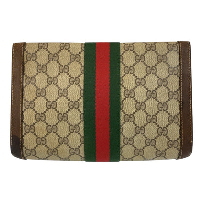Gucci GG Supreme Canvas Leather Clutch Bag