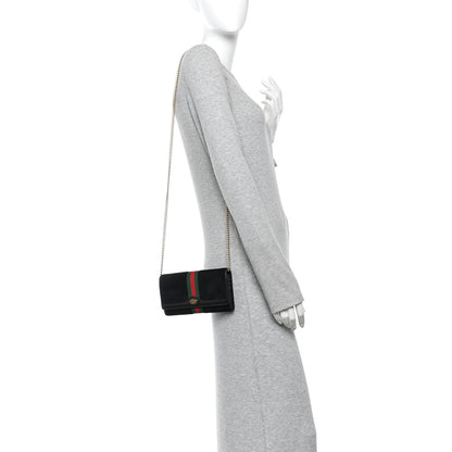 Suede Patent Web Ophidia Wallet On Chain Black