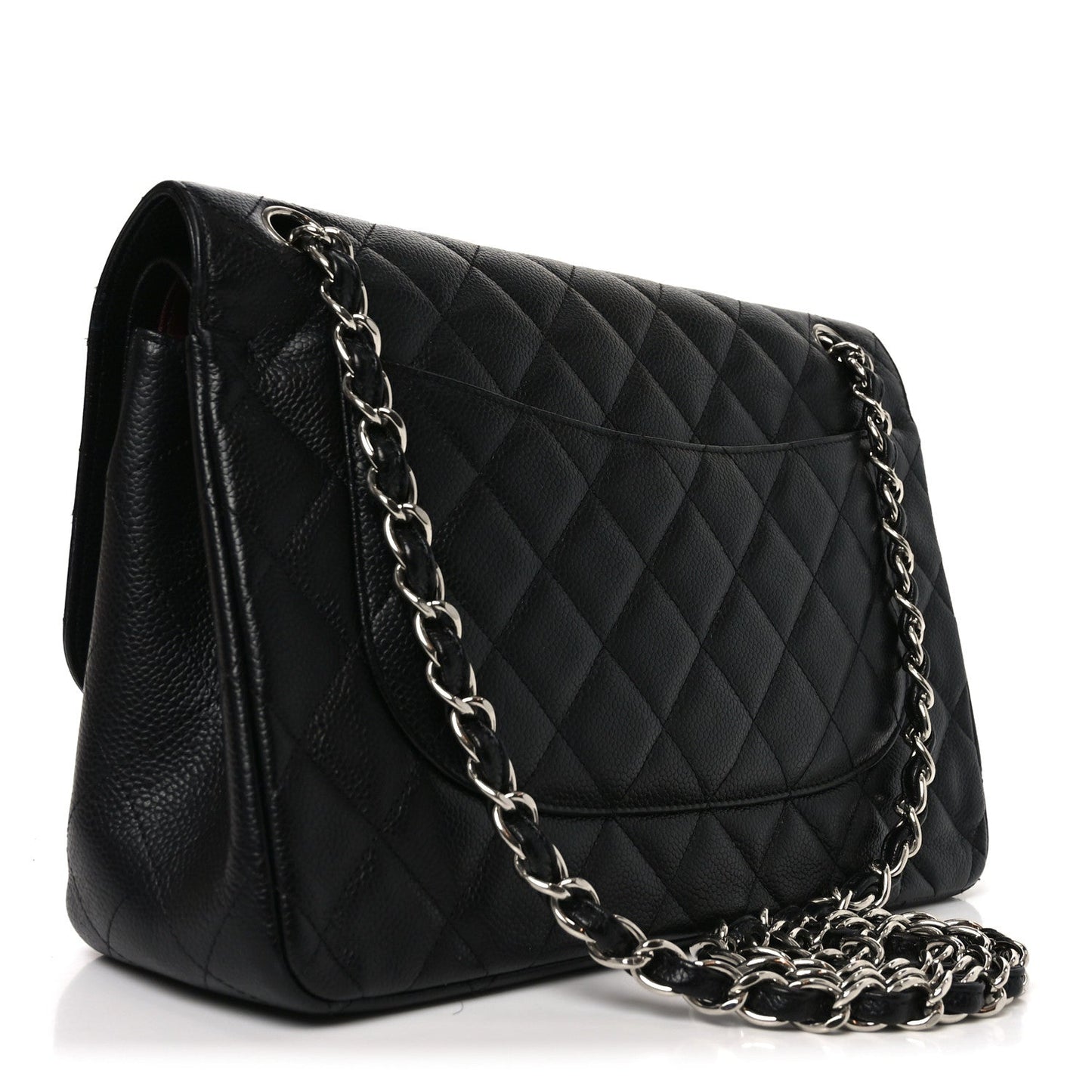 Caviar Quilted Jumbo Double Flap Black