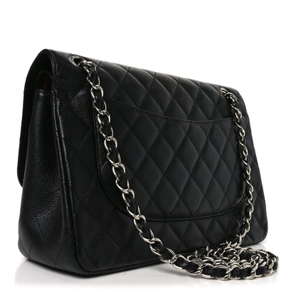 Caviar Quilted Jumbo Double Flap Black