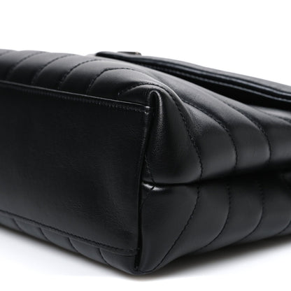 Calfskin Y Quilted Monogram Small Loulou Chain Satchel Black