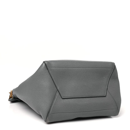 Soft Grained Calfskin Sangle Bucket Bag Grey