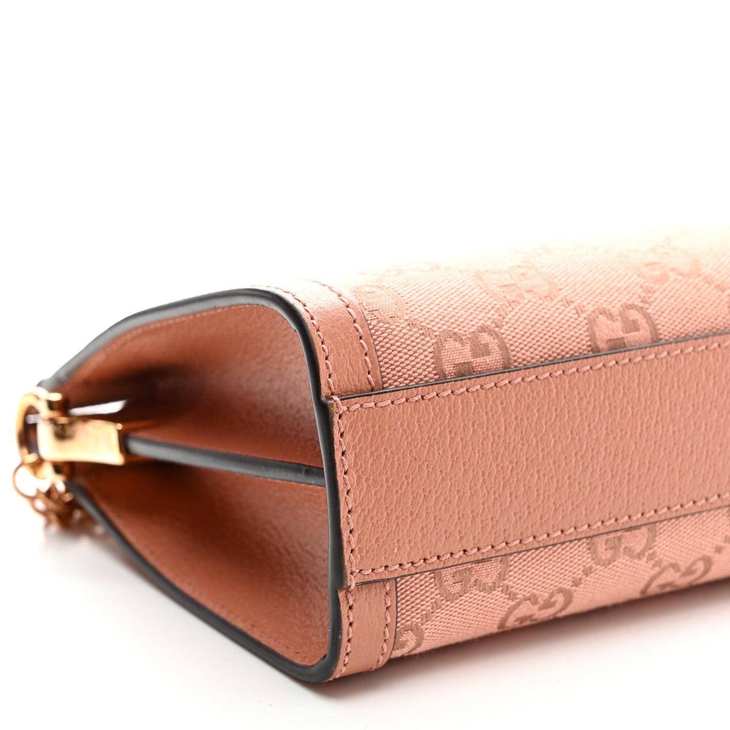 Monogram Textured Dollar Calfskin Small Ophidia Chain Shoulder Bag Cloche Rose Pink
