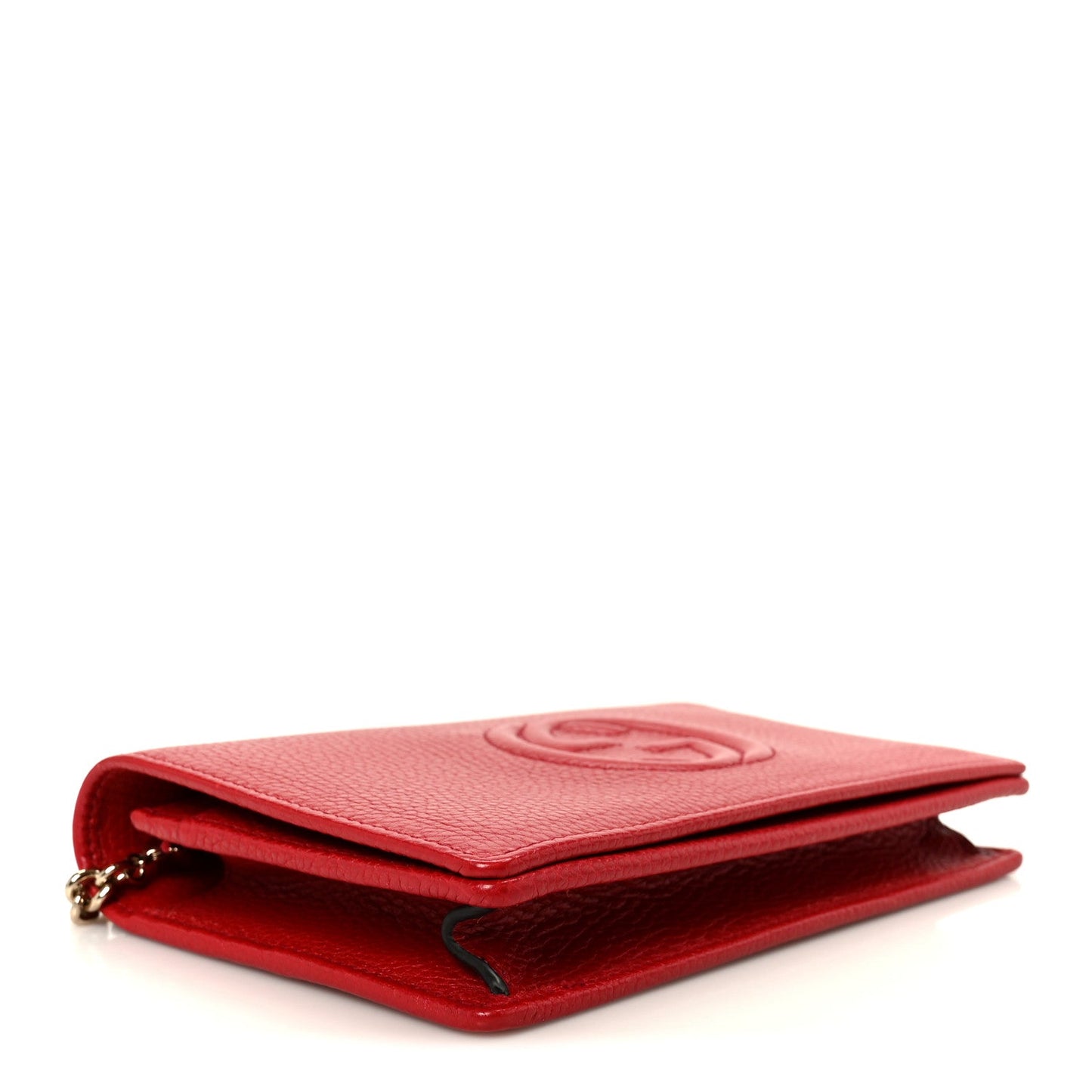 Pebbled Calfskin Soho Wallet on Chain Tabasco Red