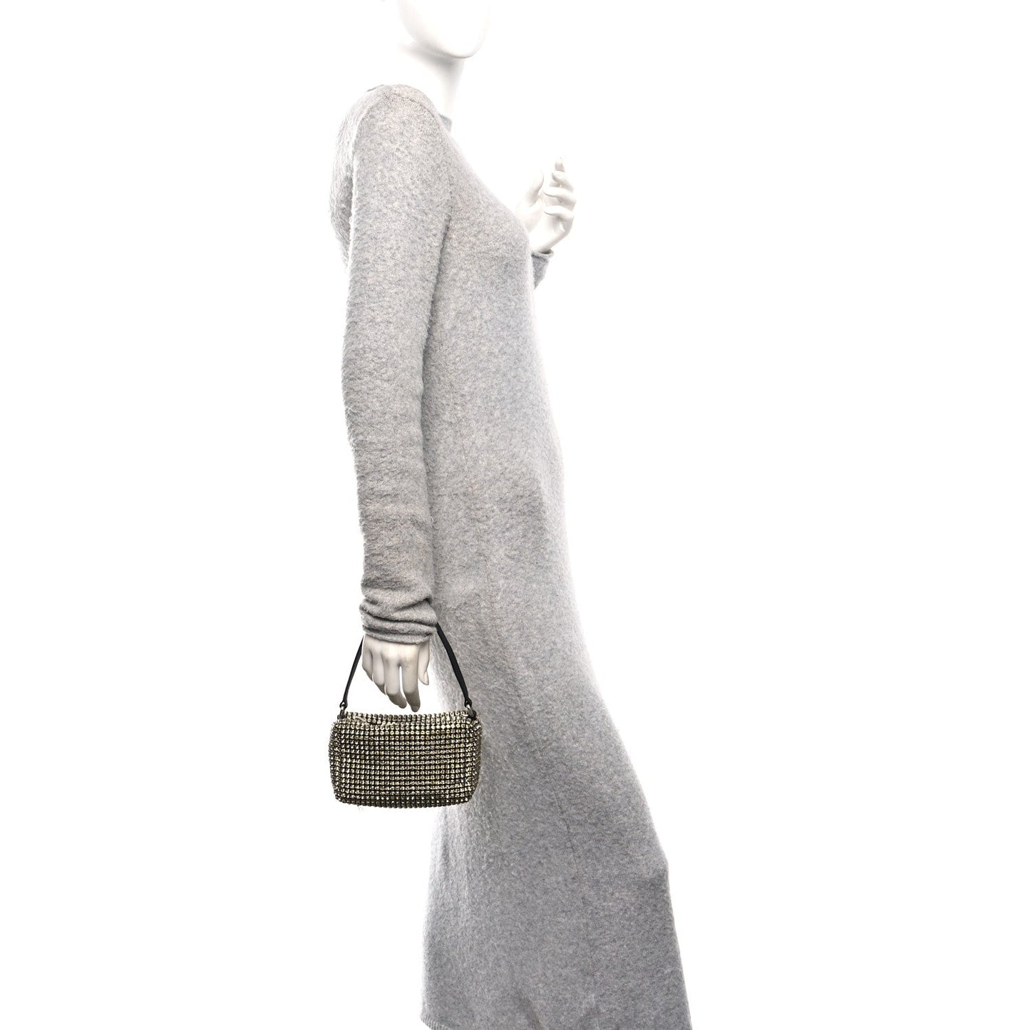 Mesh Crystal Rhinestone Medium Heiress Pouch Porcelain