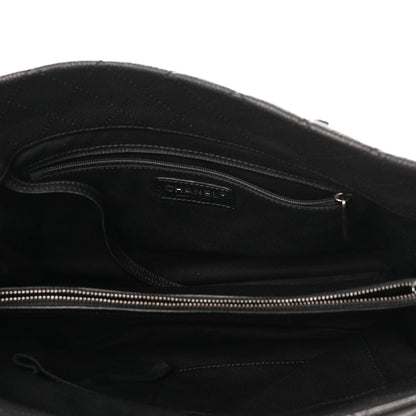 Caviar Quilted Shopping Tote Black