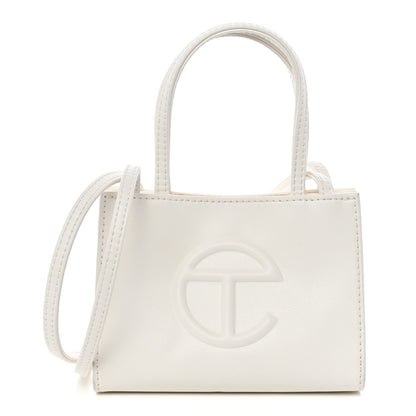 Vegan Leather Small Shopping Bag White
