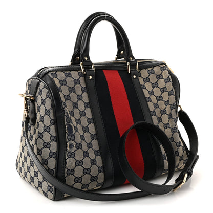 Monogram Selleria Calfskin Vintage Web Medium Boston Beige Blue