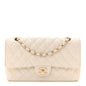 Caviar Quilted Medium Double Flap White