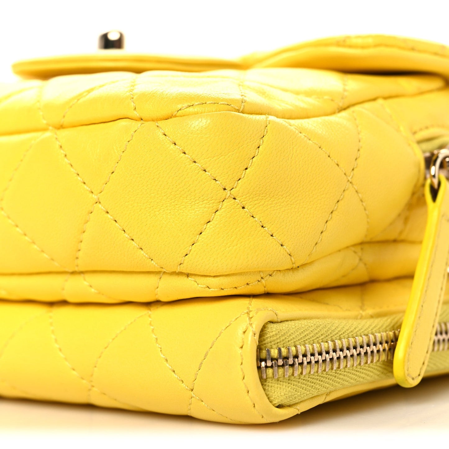 Lambskin Quilted New Mini Flap Yellow
