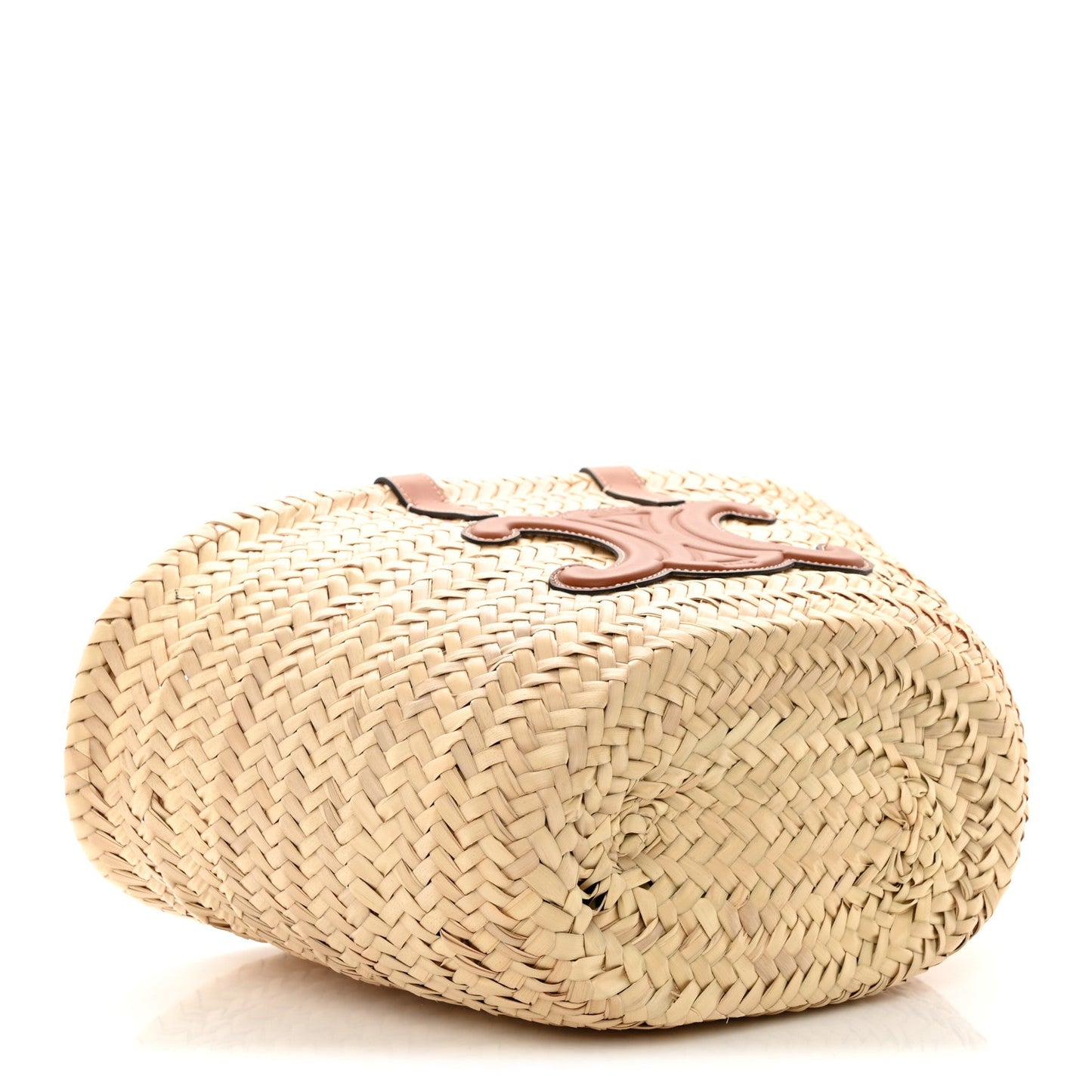 Raffia Calfskin Triomphe Teen Panier Tan