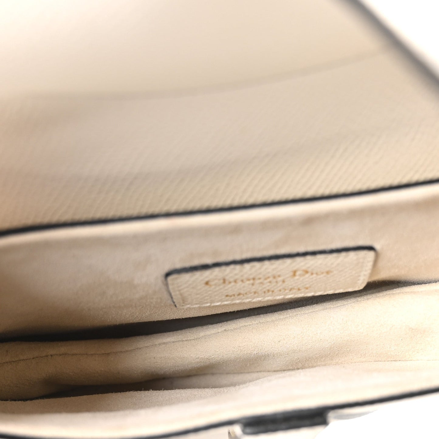 Grained Calfskin Mini Saddle Bag White